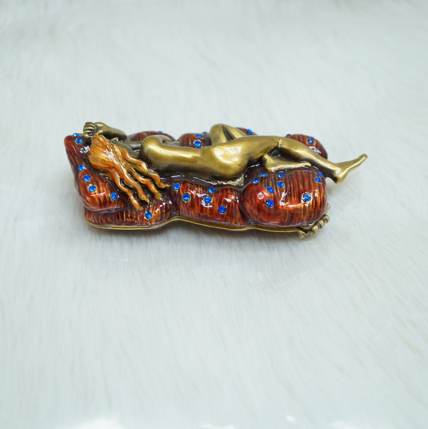 Cristiani Collezione Laying naked Woman Trinket Box 14K Gold Plated