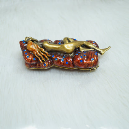 Cristiani Collezione Laying naked Woman Trinket Box 14K Gold Plated