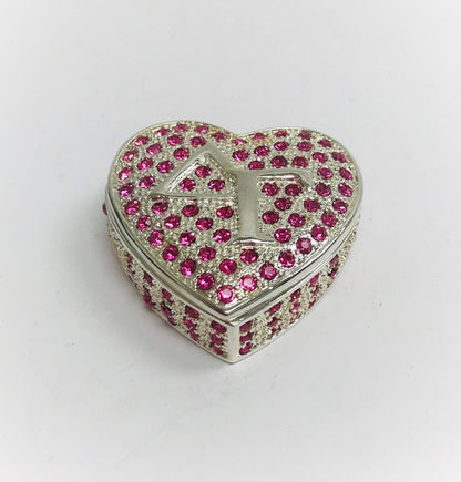 Vintage Sorority Heart Keepsake Trinket  Box 14K Gold Plated