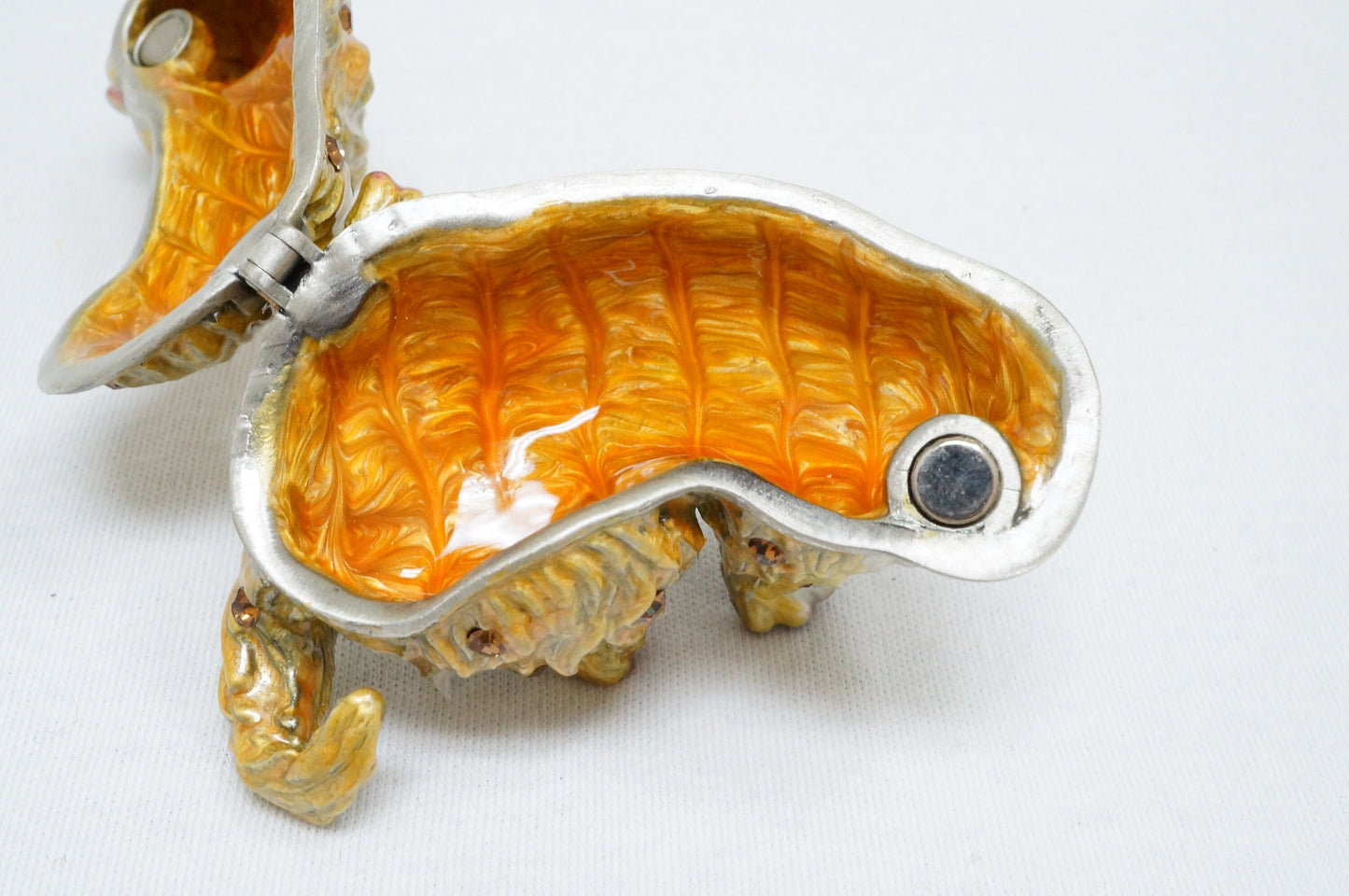 Cristiani Collezione Cat Trinket Pewter Enameled Jeweled