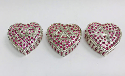 Vintage Sorority Heart Keepsake Trinket  Box 14K Gold Plated