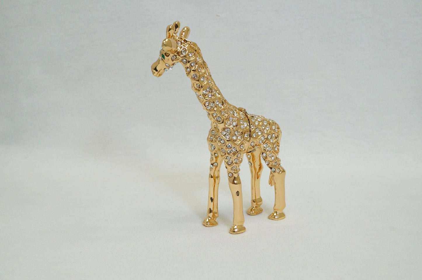 Crystal Pave Giraffe Trinket Box 14K Gold Plated