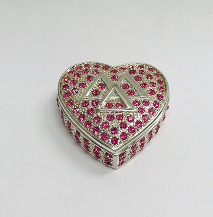 Vintage Sorority Heart Keepsake Trinket  Box 14K Gold Plated