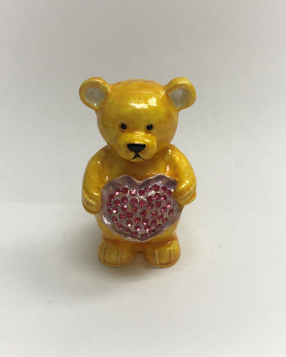 Cristiani Collezione Bear with heart Trinket Box 14K Gold Plated