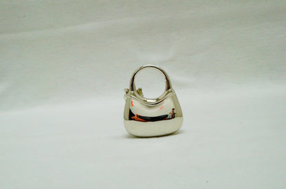 Vintage Silver Toned Mini Handbag Trinket Box Pewter Jeweled Enameled