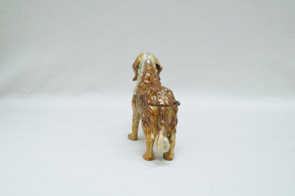 Cristiani Collezione Dog Trinket Box Pewter Enameled Jeweled 14K Gold Plated