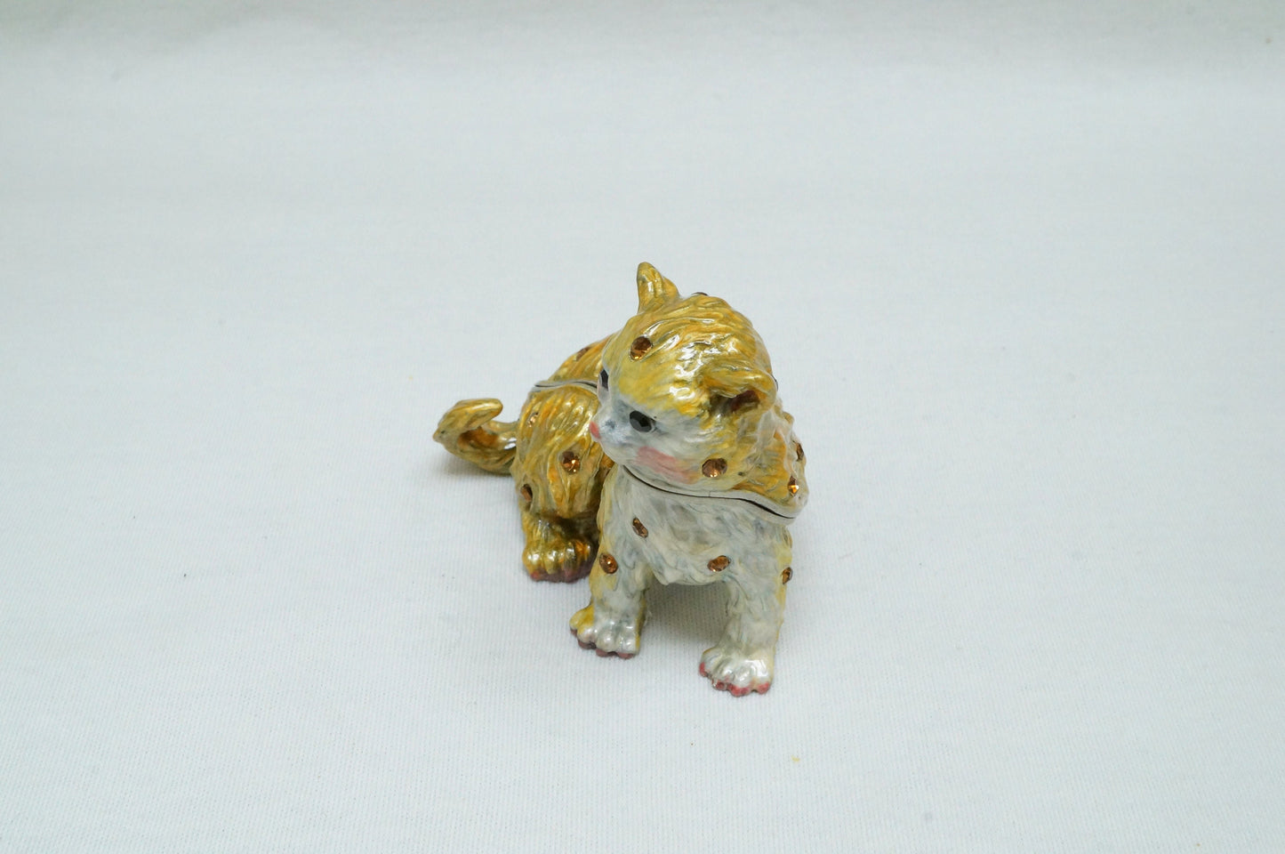 Cristiani Collezione Cat Trinket Pewter Enameled Jeweled