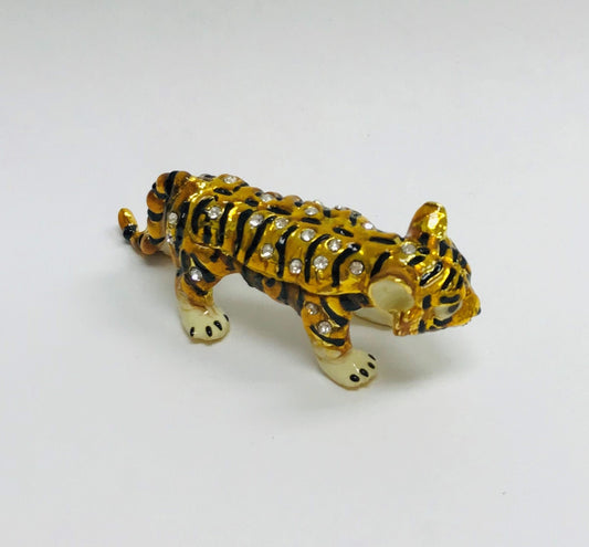 Cristiani Collezione Small Tiger Trinket Box 14K Gold Plated