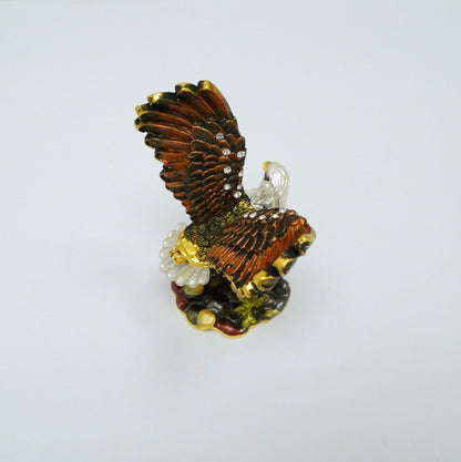 Cristiani Collezione Soaring Eagle Jeweled Pewter Trinket 14K Gold Plated