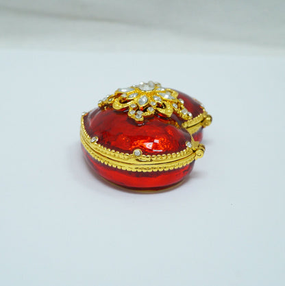 Cristiani Collezione Red Gold Victorian Design Jeweled Pewter Heart Trinket 14K Gold Plated
