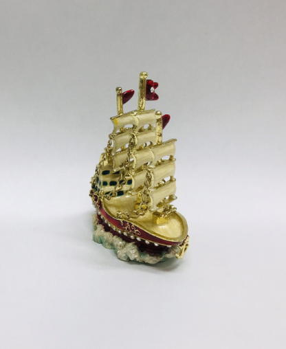 Cristiani Collezione Pirate Ship Trinket Box 14K Gold Plated