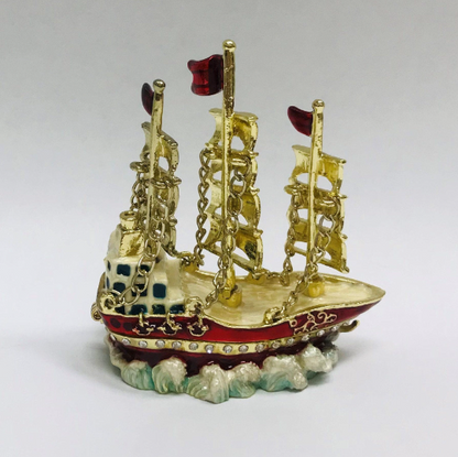 Cristiani Collezione Pirate Ship Trinket Box 14K Gold Plated