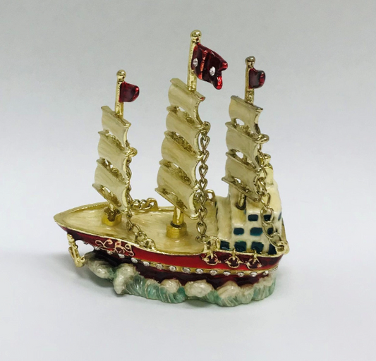 Cristiani Collezione Pirate Ship Trinket Box 14K Gold Plated