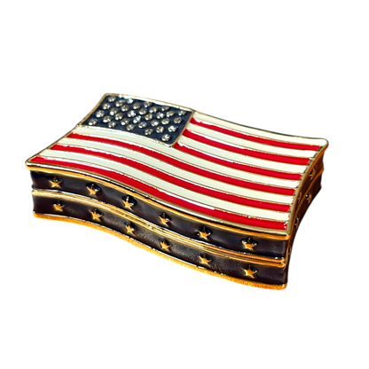 Cristiani Collezione Flag Box Trinket Box 14K Gold Plated