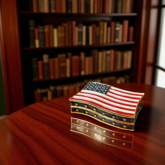 Cristiani Collezione Flag Box Trinket Box 14K Gold Plated