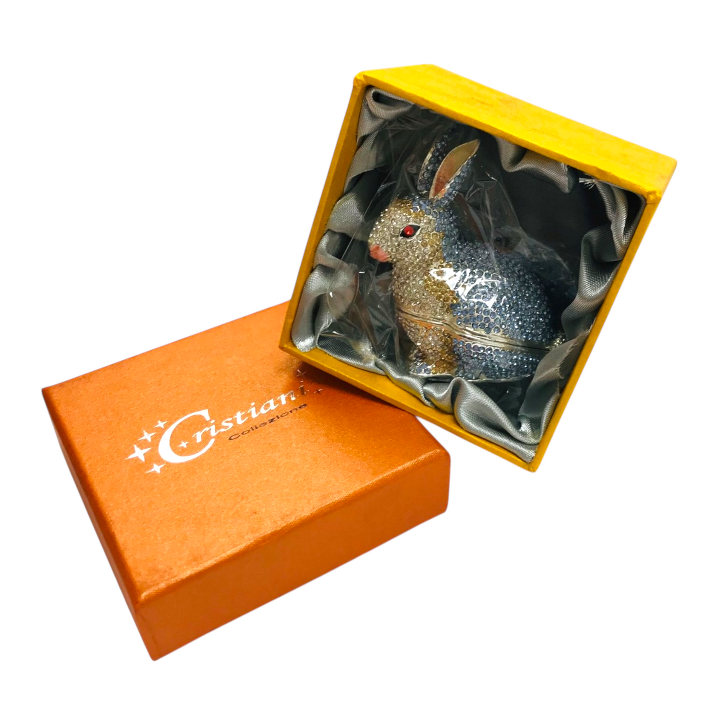 Cristiani Collezione Crystal Paved Rabbit Trinket Box.