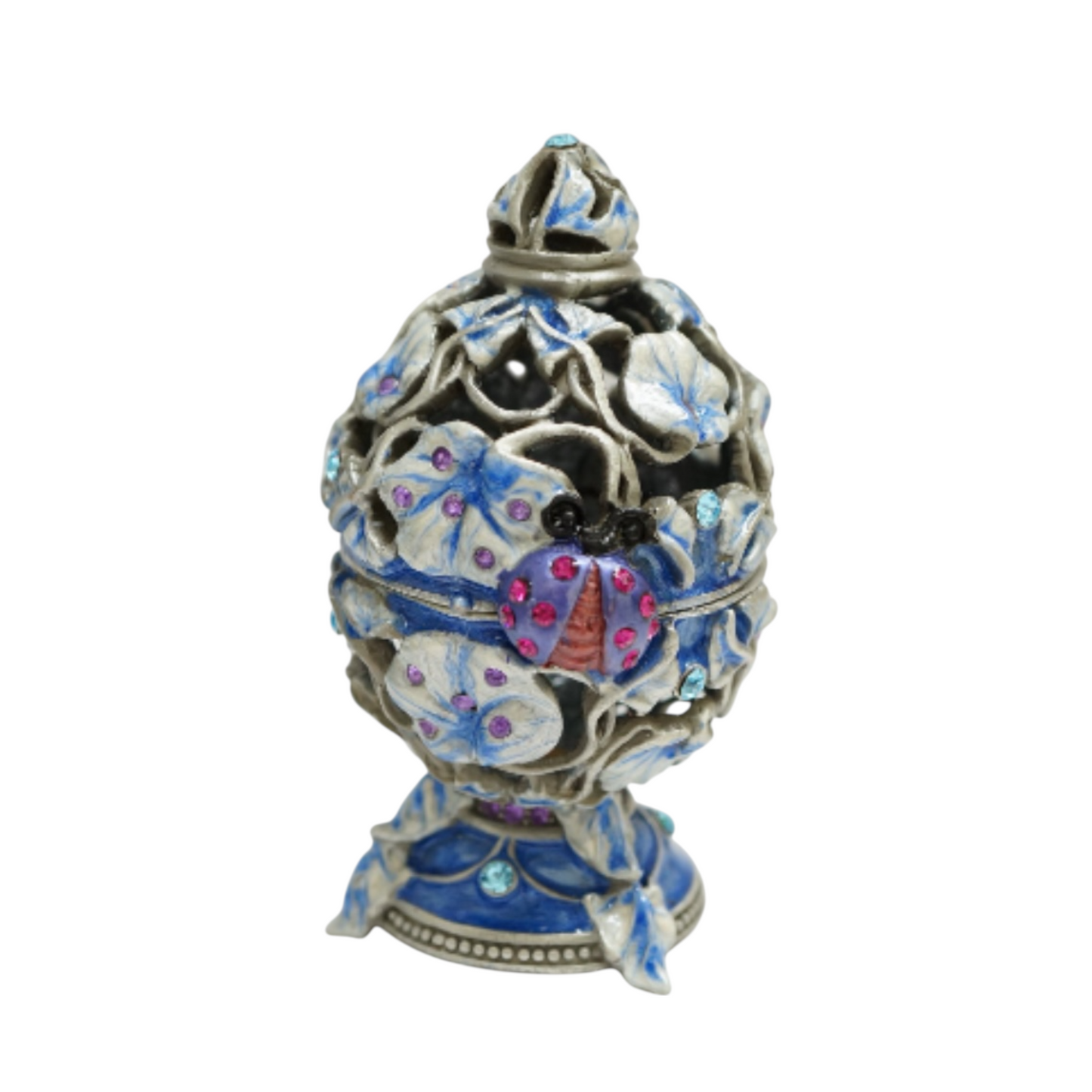 Crisitiani Collezione Blue Leaf Egg Trinket Box