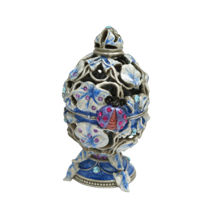 Crisitiani Collezione Blue Leaf Egg Trinket Box