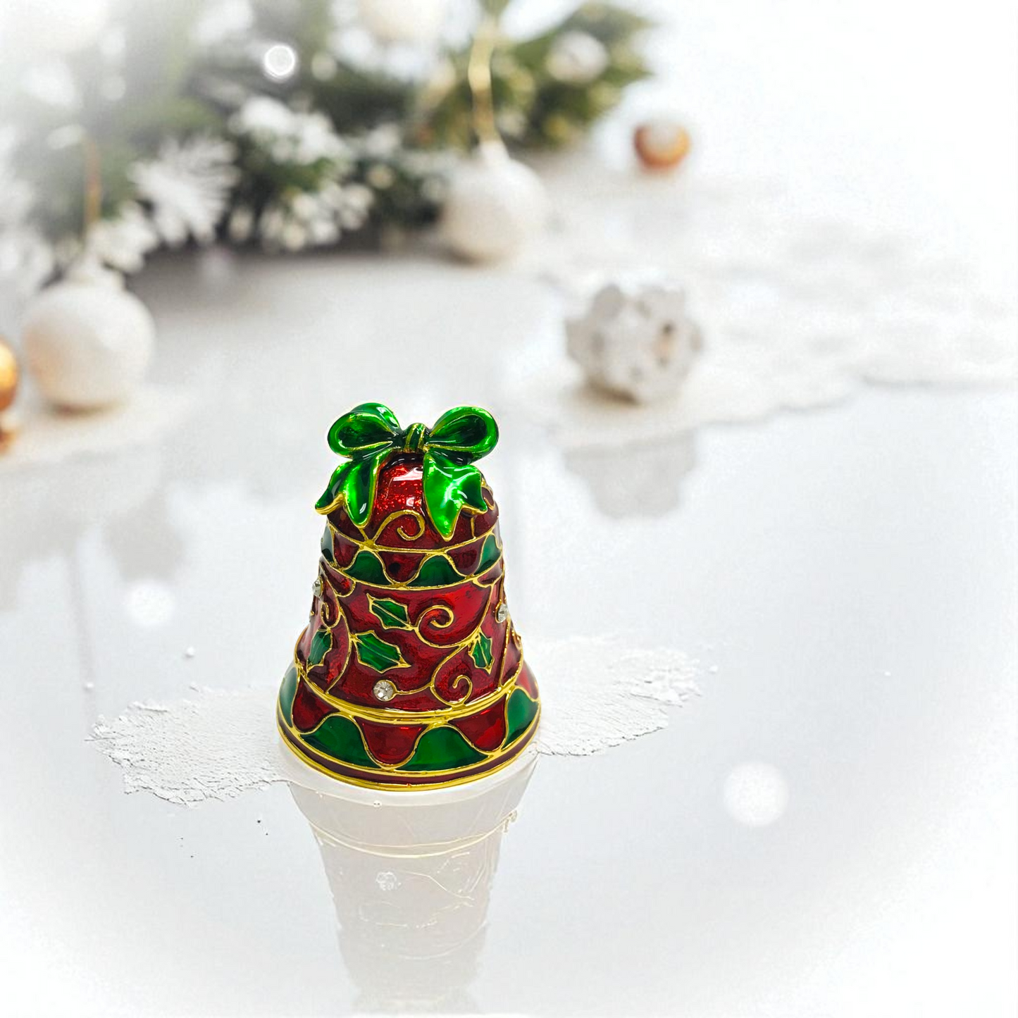 Cristiani Collezione Christmas Bell Trinket Box 14K Gold Plated