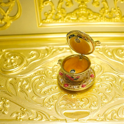 Cristiani Collezione Tea time Cup Trinket Box 14K Gold Plated