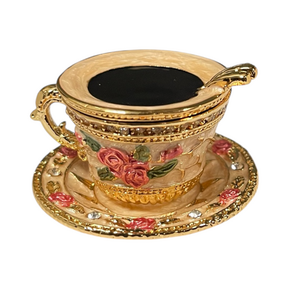 Cristiani Collezione Tea time Cup Trinket Box 14K Gold Plated