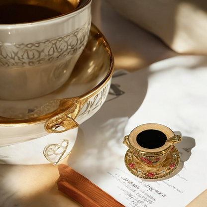 Cristiani Collezione Tea time Cup Trinket Box 14K Gold Plated