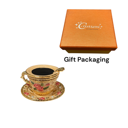 Cristiani Collezione Tea time Cup Trinket Box 14K Gold Plated