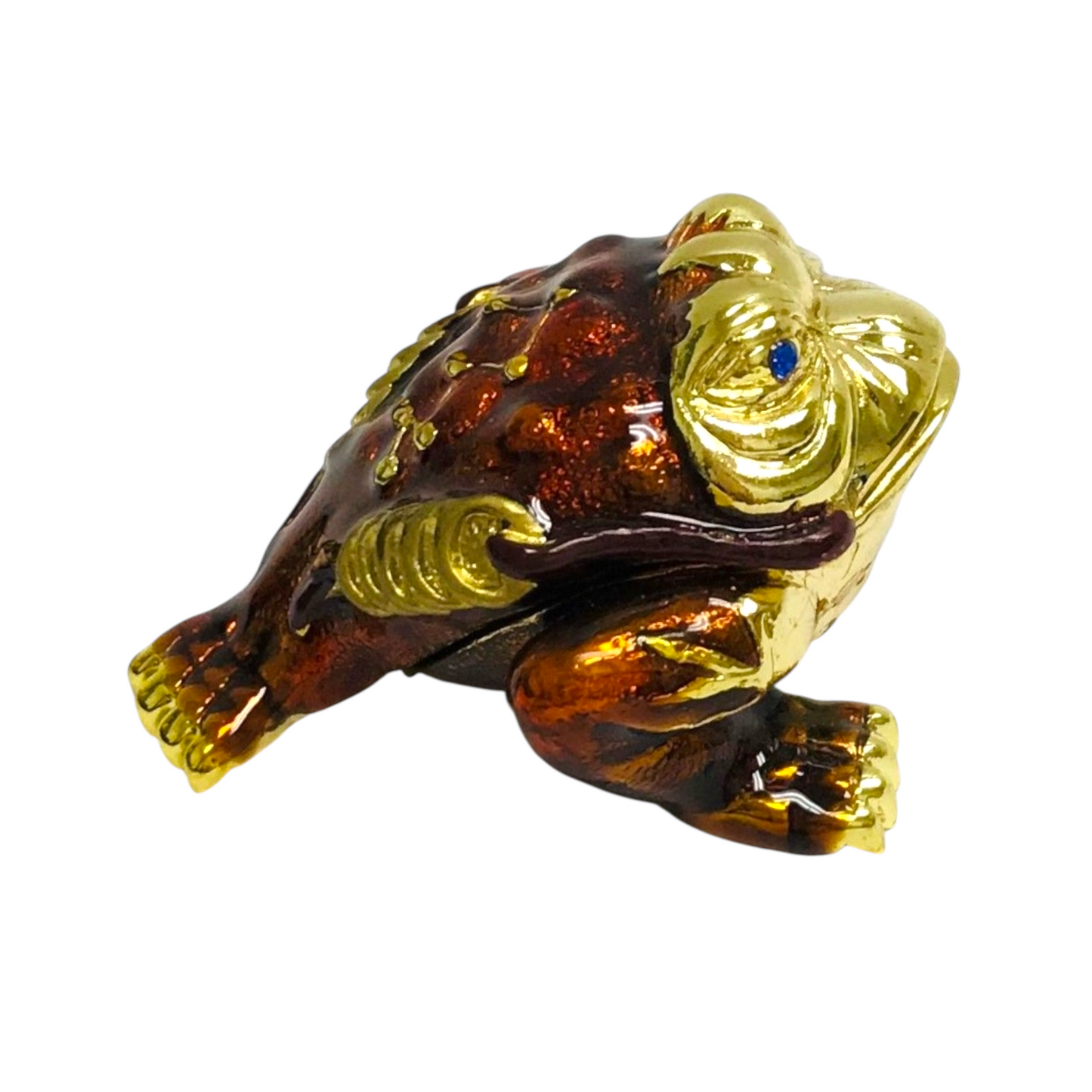 Cristiani Collezione Small Three Legged Frog Trinket Box 14K Gold Plated