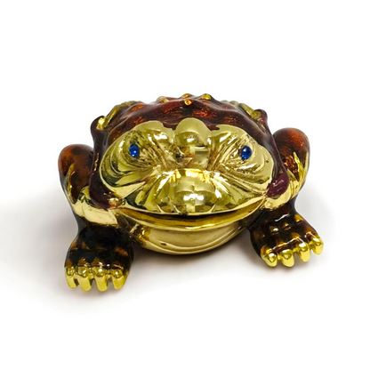 Cristiani Collezione Small Three Legged Frog Trinket Box 14K Gold Plated