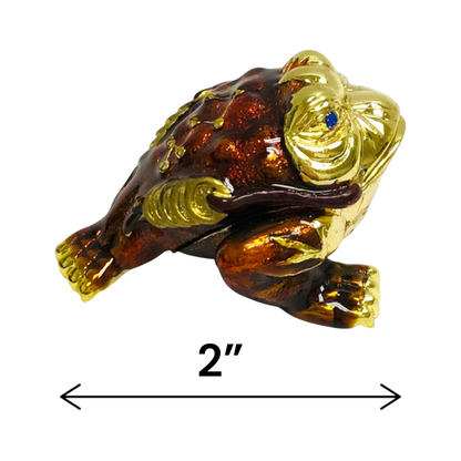 Cristiani Collezione Small Three Legged Frog Trinket Box 14K Gold Plated