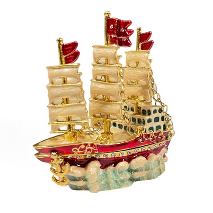 Cristiani Collezione Pirate Ship Trinket Box 14K Gold Plated