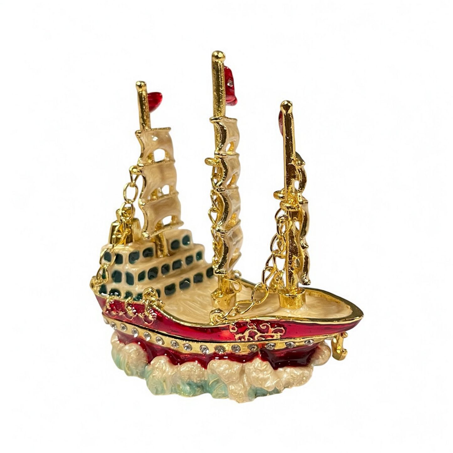 Cristiani Collezione Pirate Ship Trinket Box 14K Gold Plated