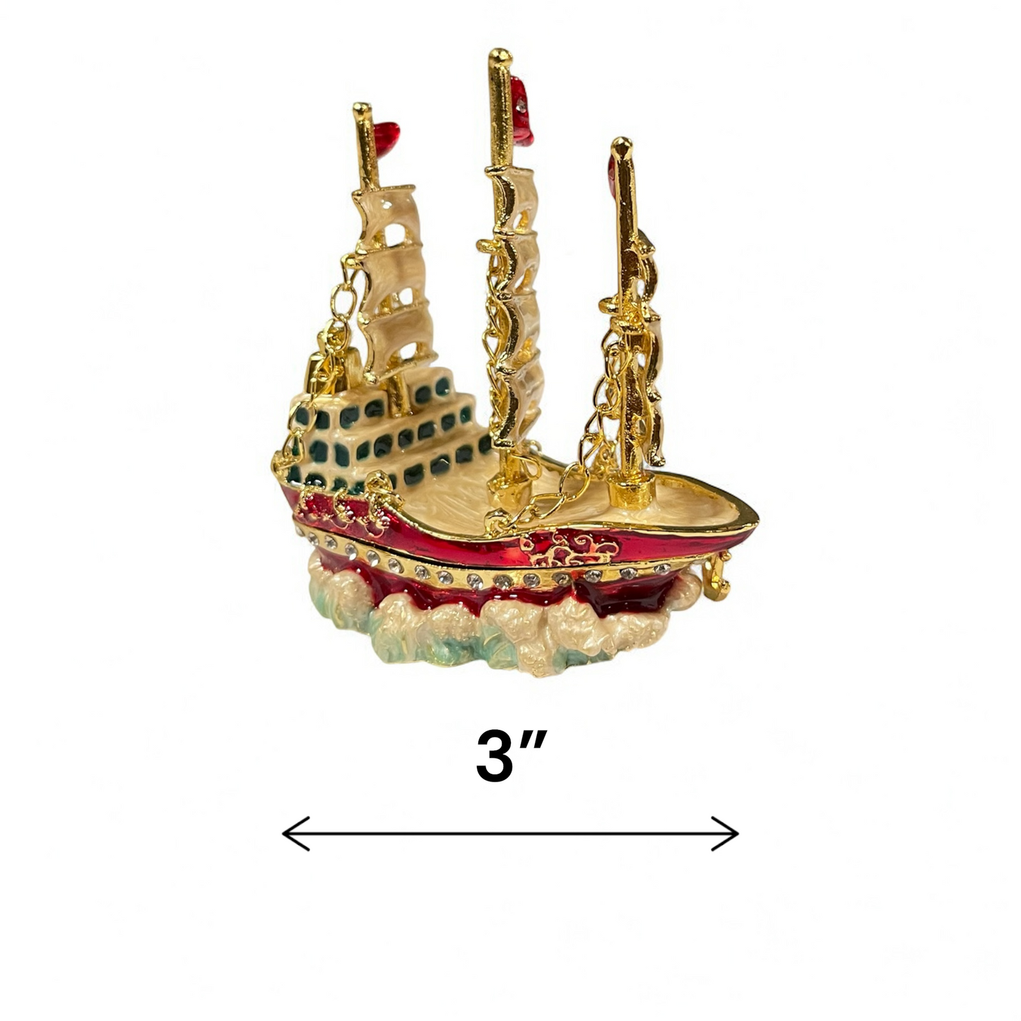 Cristiani Collezione Pirate Ship Trinket Box 14K Gold Plated