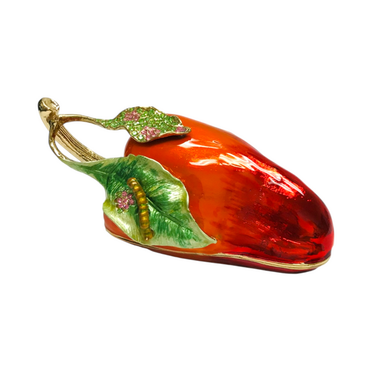 Cristiani Collezione Large Pepper Trinket Box 14K Gold Plated