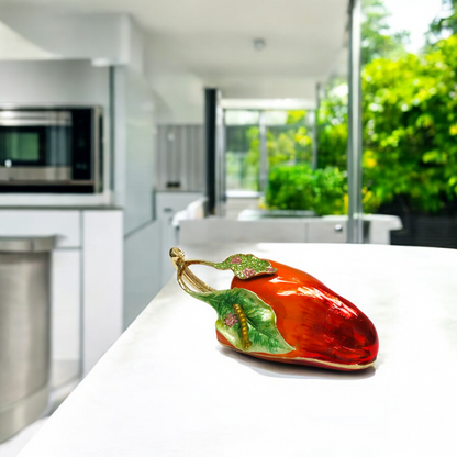 Cristiani Collezione Large Pepper Trinket Box 14K Gold Plated