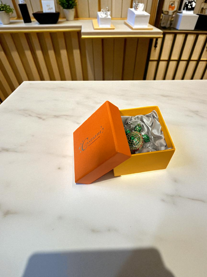 Cristiani Collezione Green Gold Turtle Trinket Box 14K Gold Plated