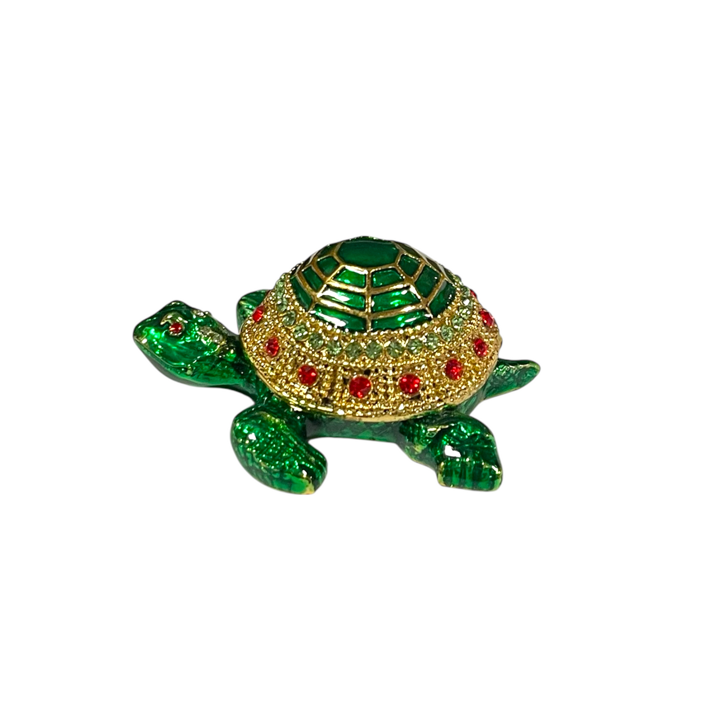 Cristiani Collezione Green Gold Turtle Trinket Box 14K Gold Plated