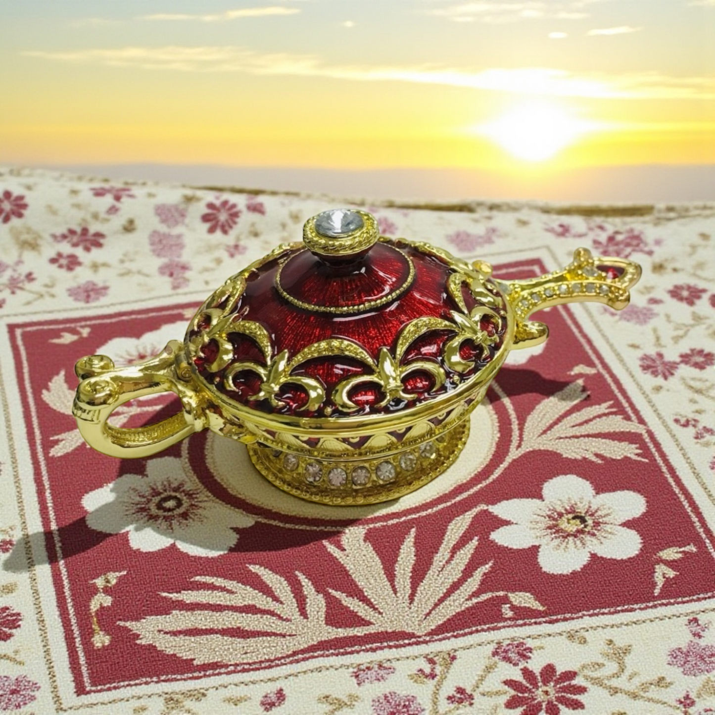 Crisitani Collezione Genie Lamp Trinket Box 14K Gold Plated