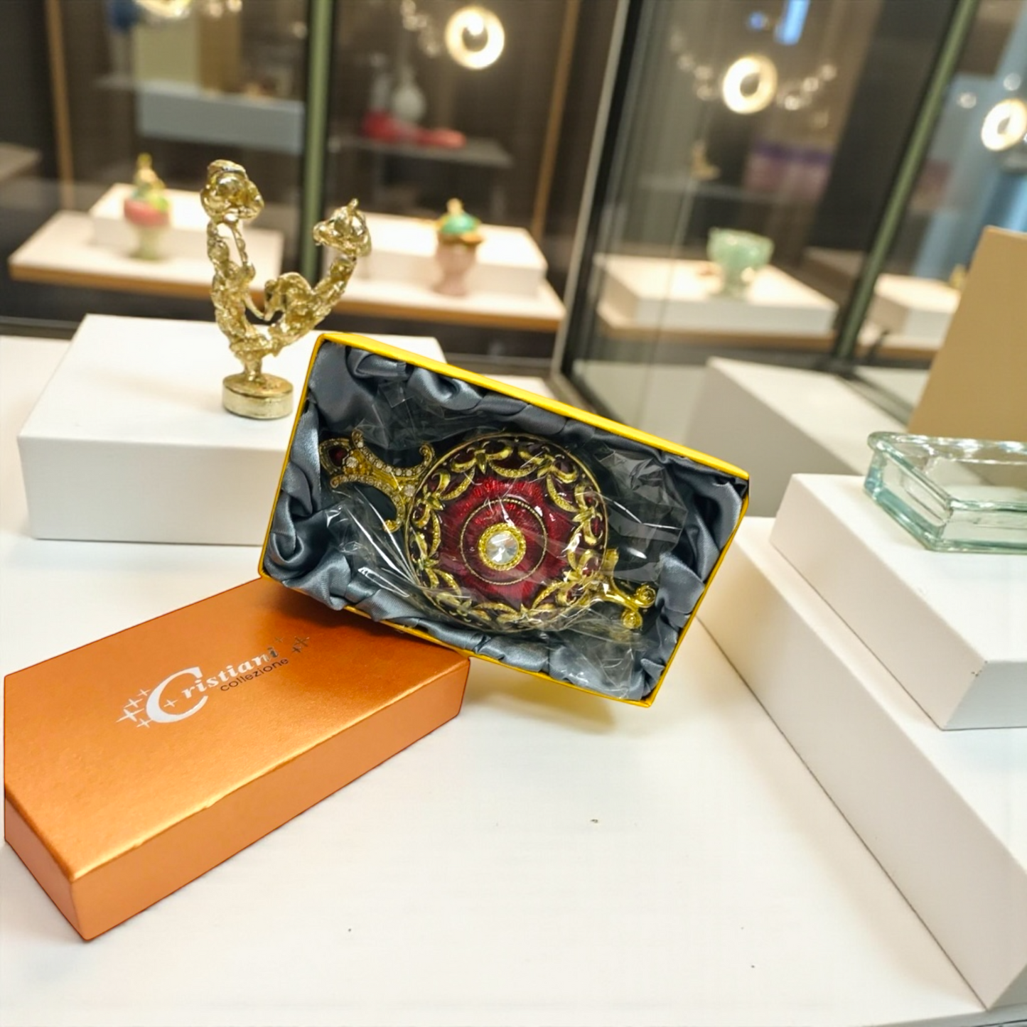 Crisitani Collezione Genie Lamp Trinket Box 14K Gold Plated