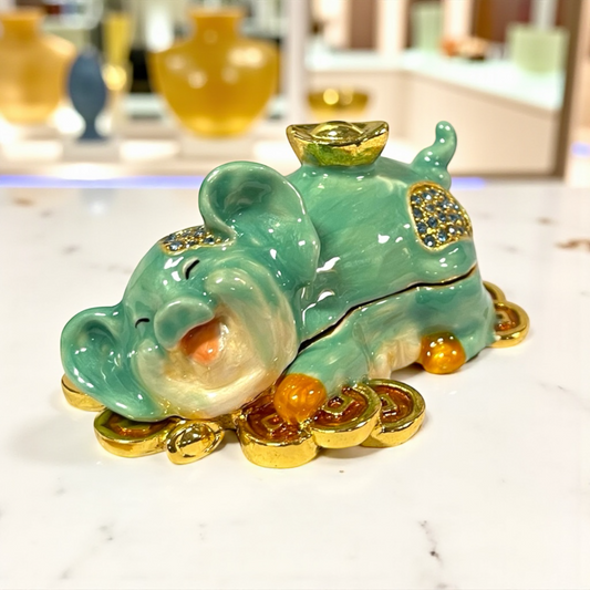 Cristiani Collezione Money Pig Trinket Box 14K Gold Plated