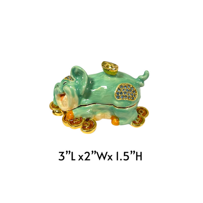 Cristiani Collezione Money Pig Trinket Box 14K Gold Plated