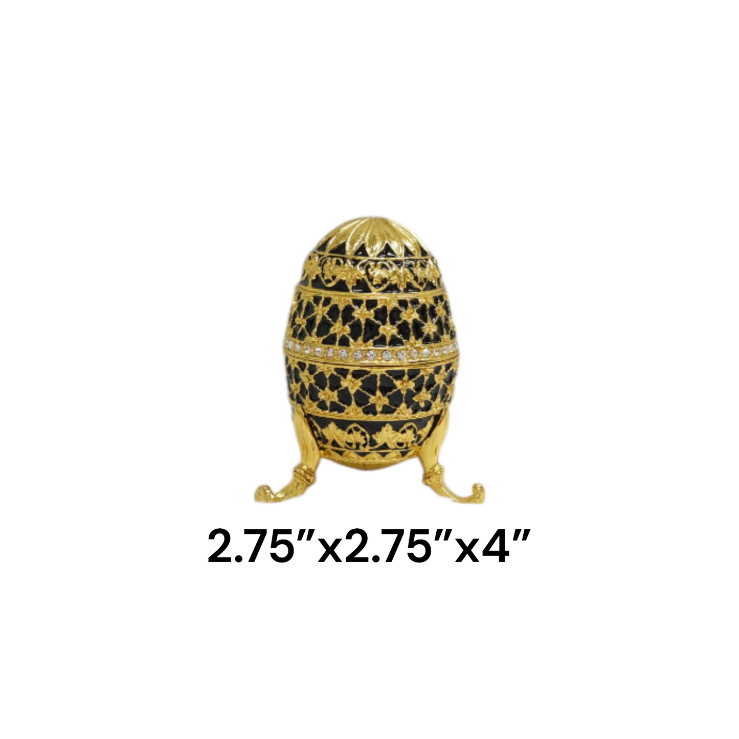 Cristiani Collezione 14K Gold Plated Black Musical Egg Trinket Box.