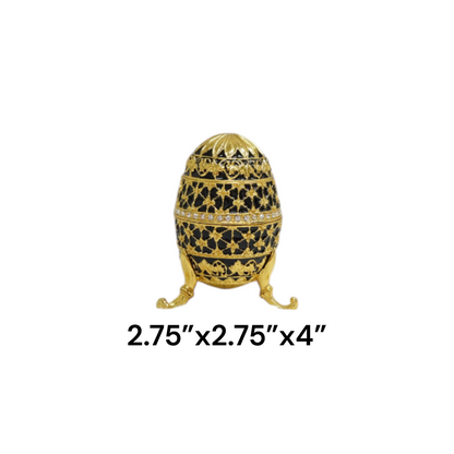 Cristiani Collezione 14K Gold Plated Black Musical Egg Trinket Box.
