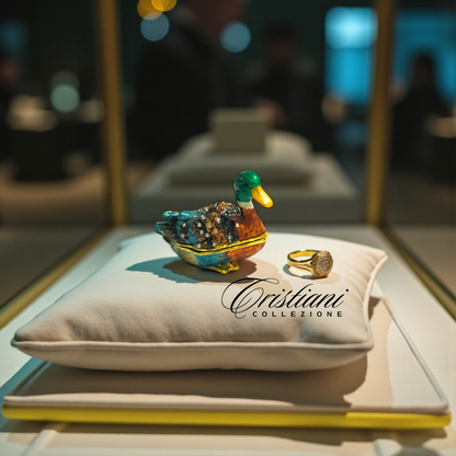 Cristiani Collezione Mallard Trinket Box 14K Gold Plated