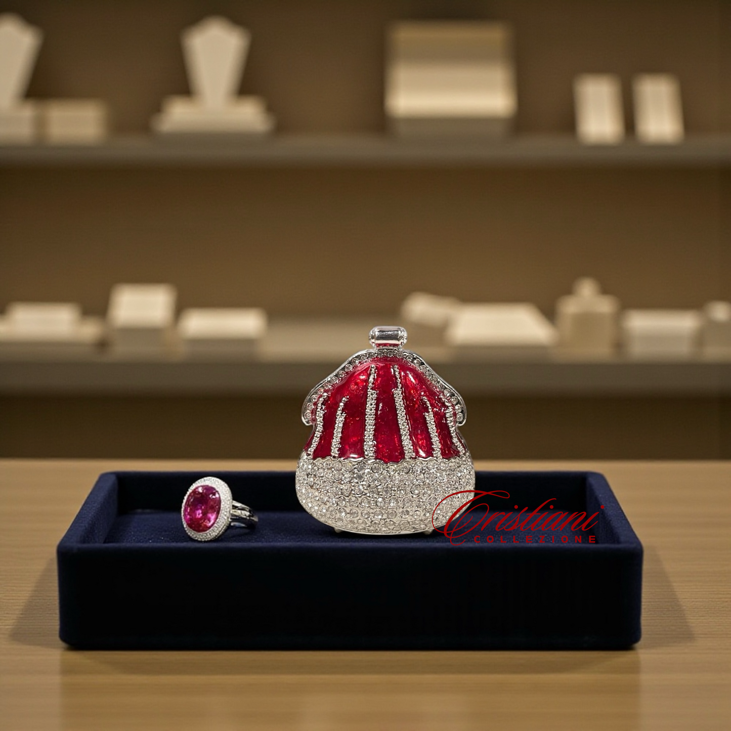 Cristiani Collezione Red/ Silver Purse Trinket Box.