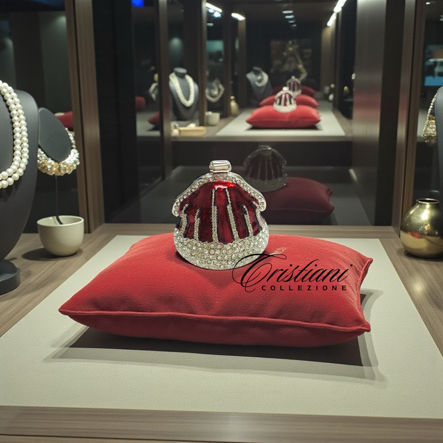 Cristiani Collezione Red/ Silver Purse Trinket Box.