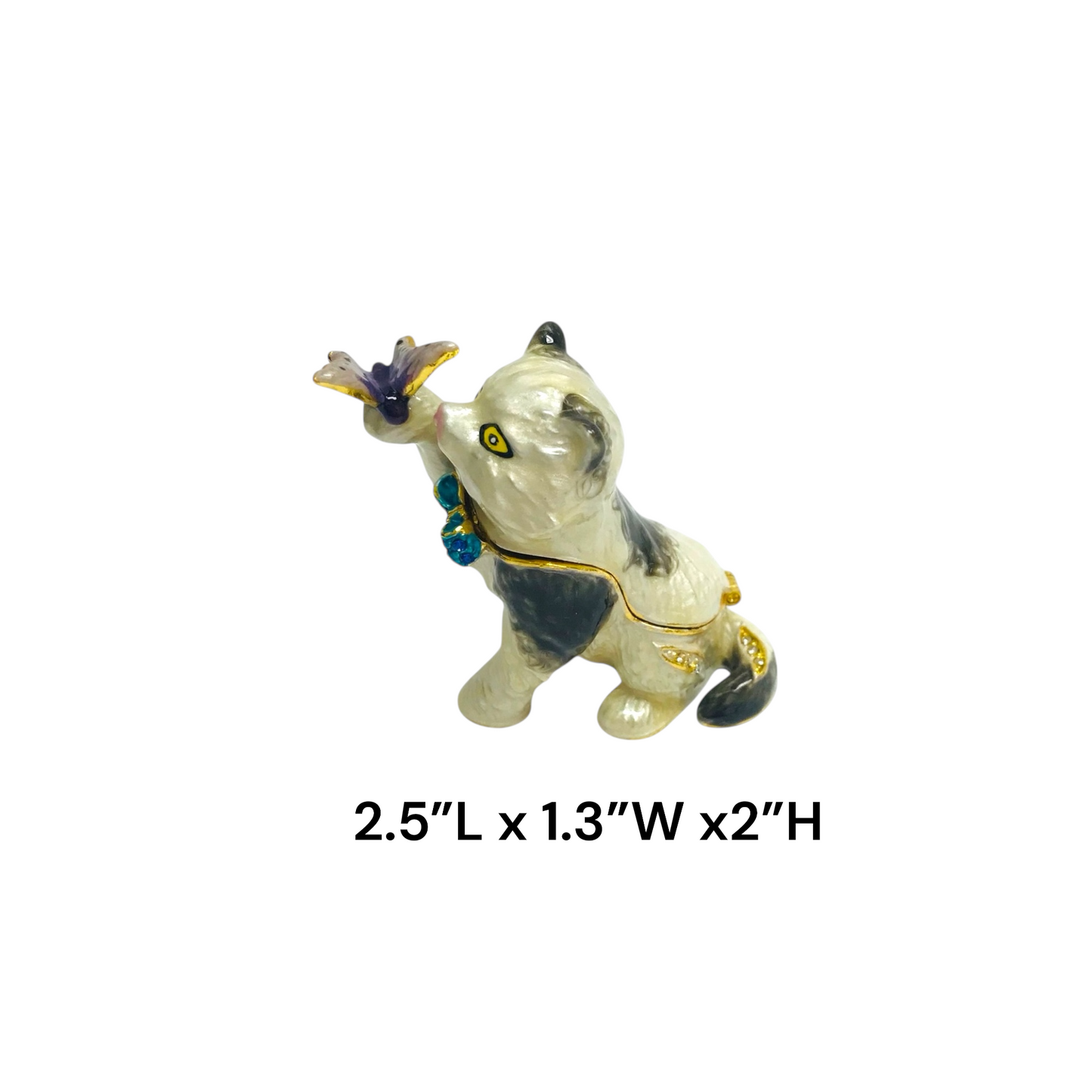 Cristiani Collezione Cat Trinket Box 14K Gold Plated