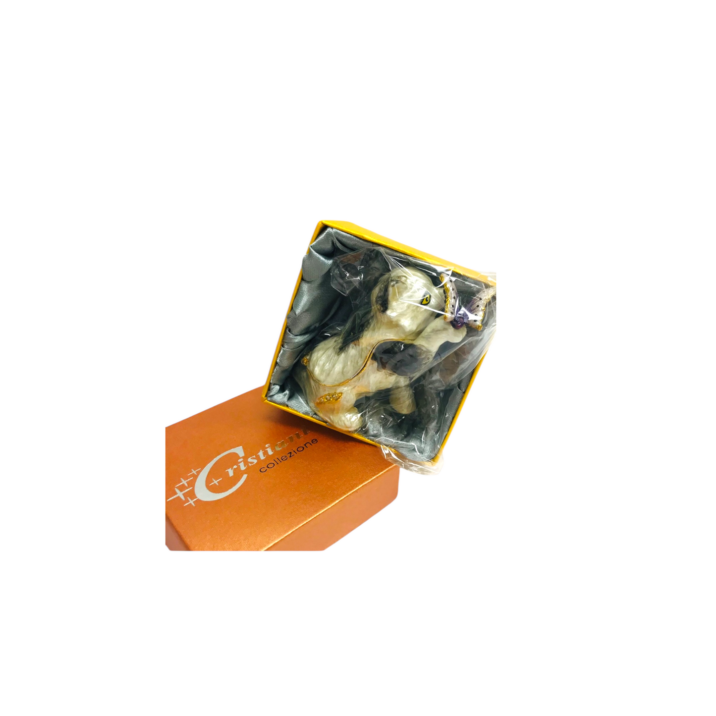 Cristiani Collezione Cat Trinket Box 14K Gold Plated