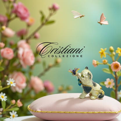 Cristiani Collezione Cat Trinket Box 14K Gold Plated