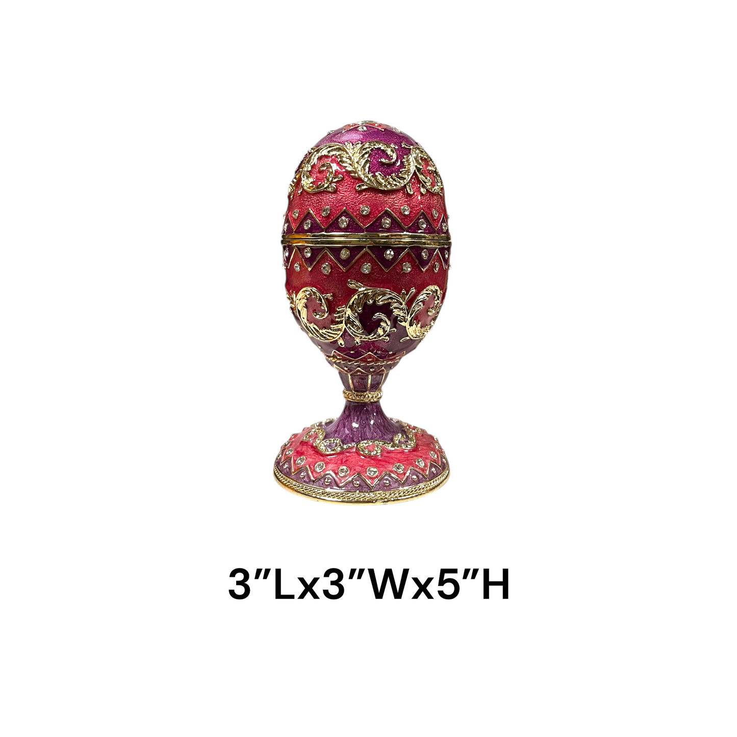 Cristiani Collezione Pink Purple Gold Musical Egg Trinket Box 14K Gold Plated
